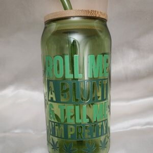 Green Glass Tumbler with Bamboo Lid